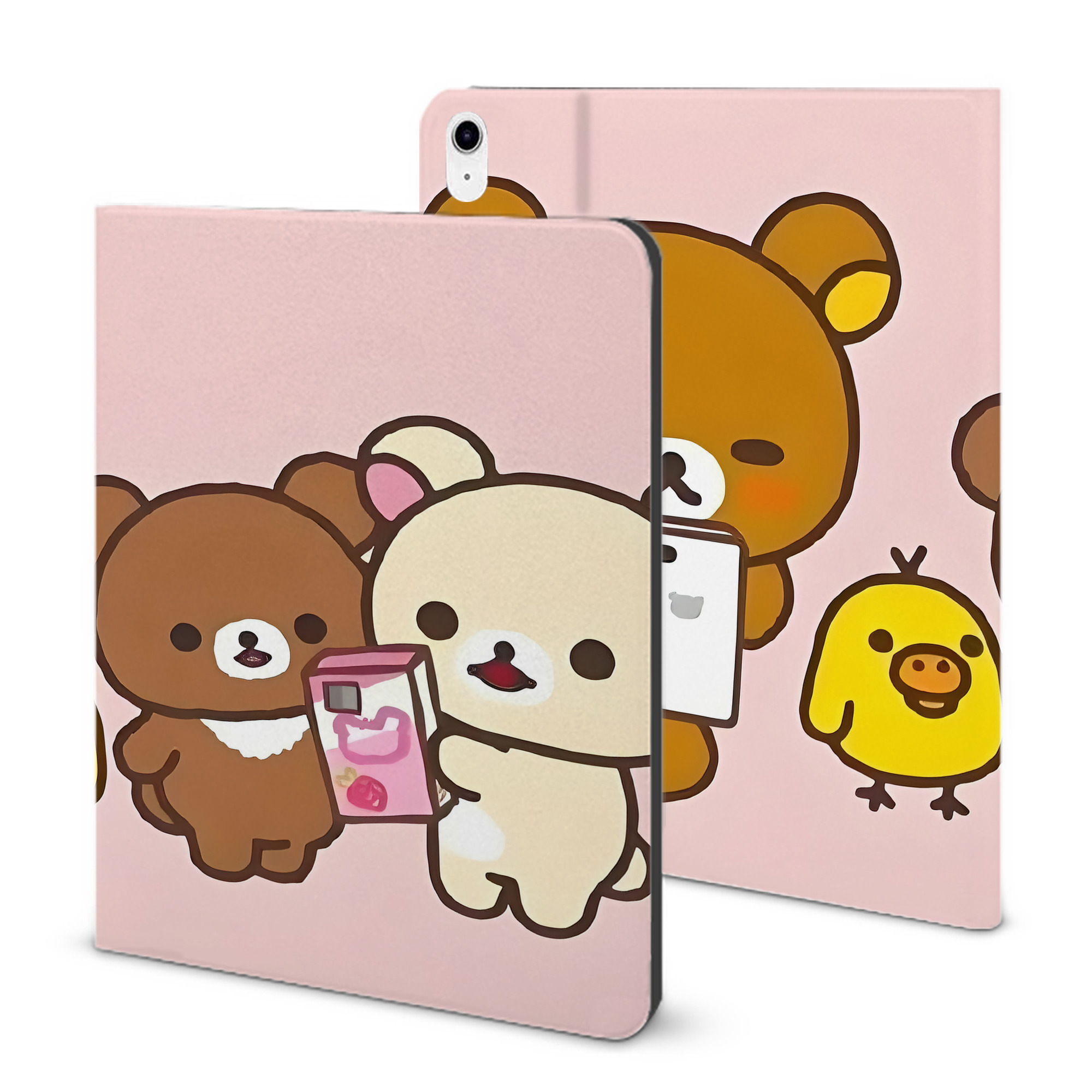 （画像用） リラックマ リラックマ キイロイトリ Rilakkuma Korilakkuma Kiiroitori IPad ケース ブック型 PUレザー TPU 耐衝撃 軽量 薄型 ペン収納なし 全面保護 IPad 各モデル対応